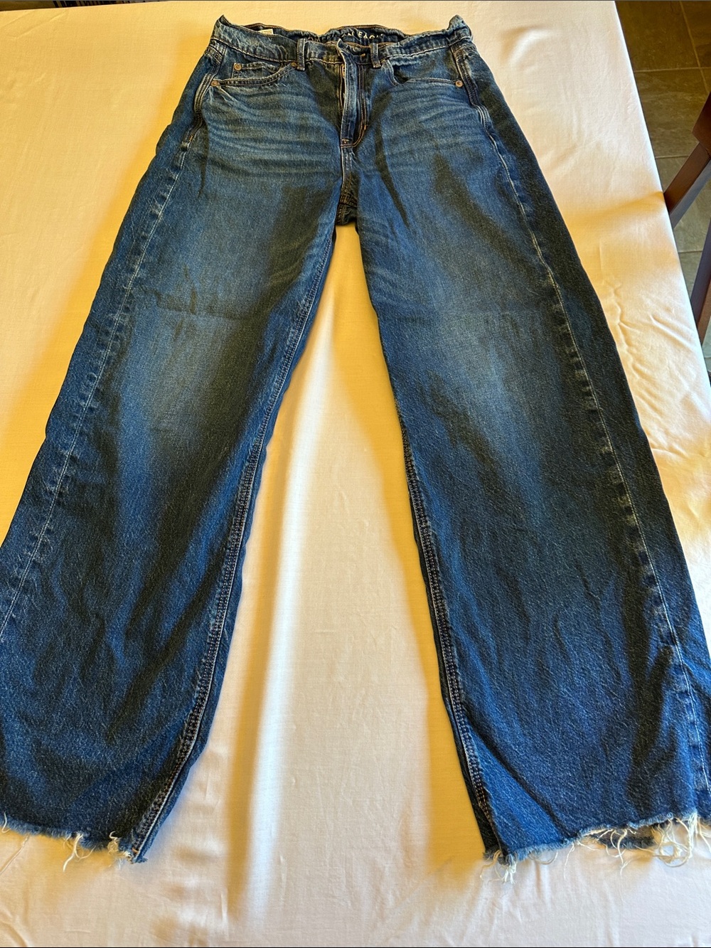 American Eagle Outfitters Women's Dark Blue Wide Leg Jeans